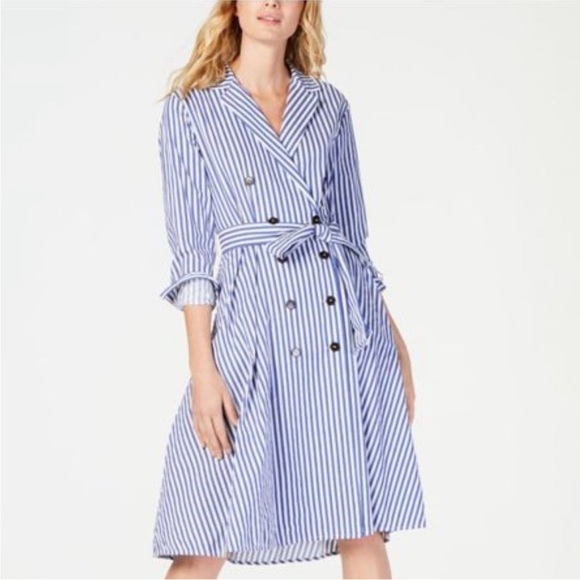 MARELLA Dresses & Skirts - Marella Striped Tie-Waist Trench Dress